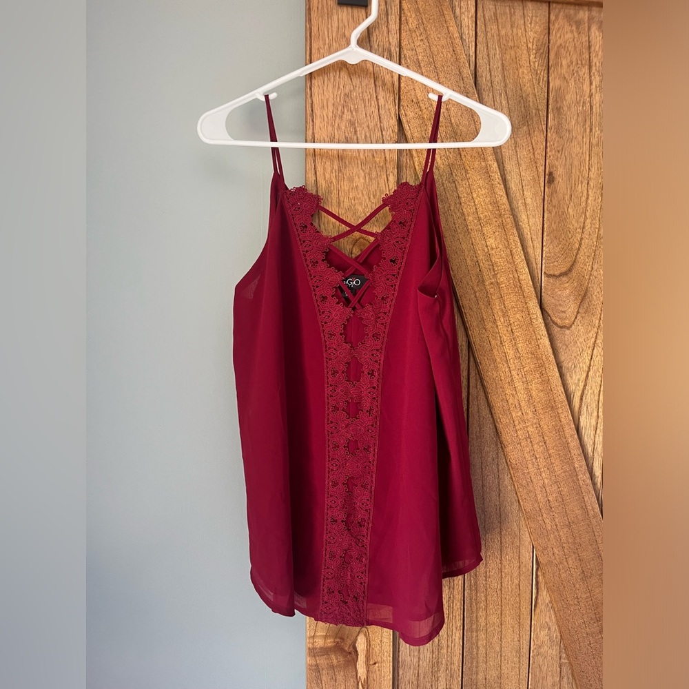 GiGiO Burgundy Embellished Sheer Camisole